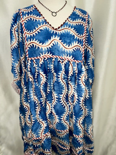 Printed V-Neck Mini Dress