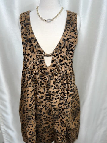 Leopard Printed V-Neck Romper