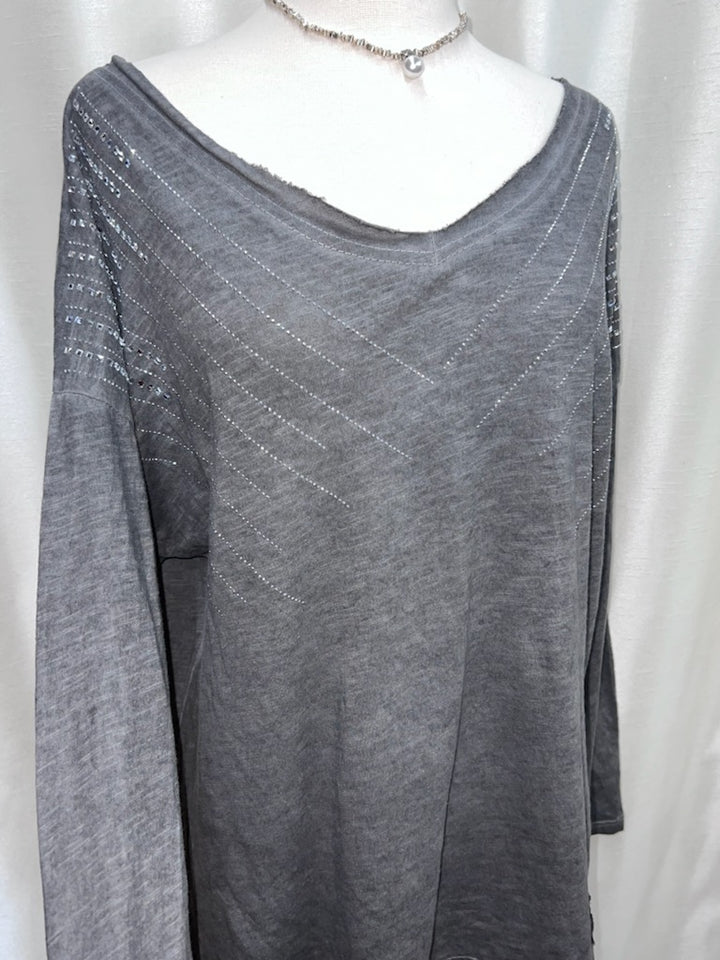 Sequin Cotton Top – Gray