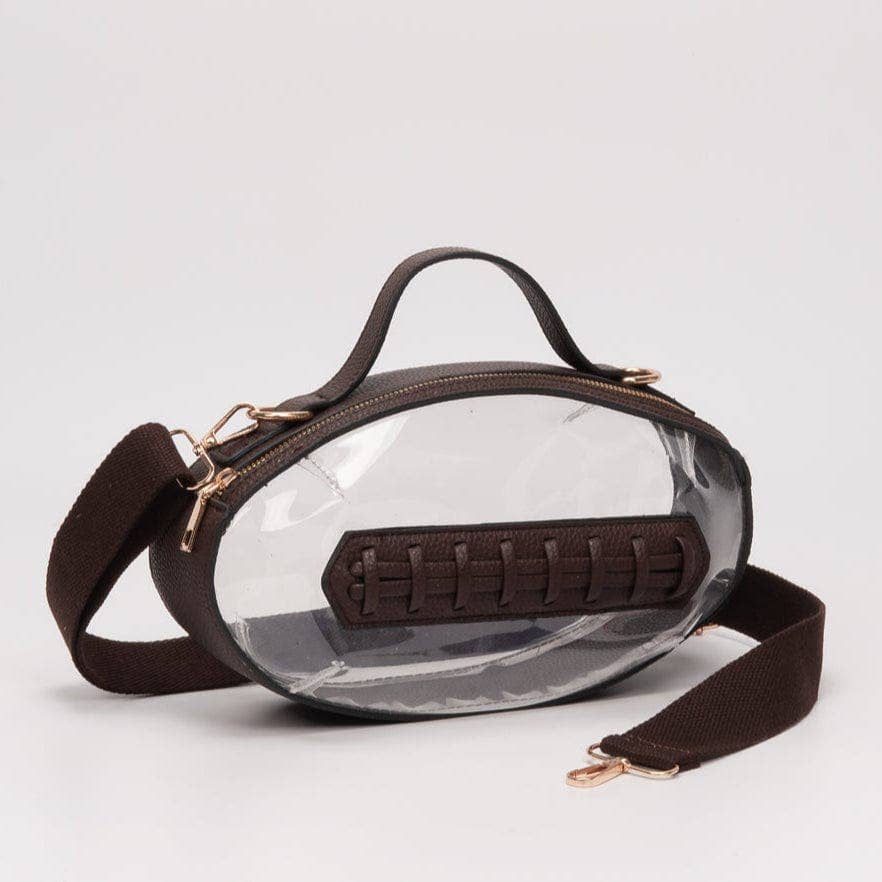 TG10695 Clear Gameday Football Stitch Detail Crossbody Bag: Burgundy