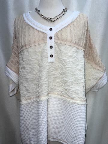V-Neck Colorblock Button-Down