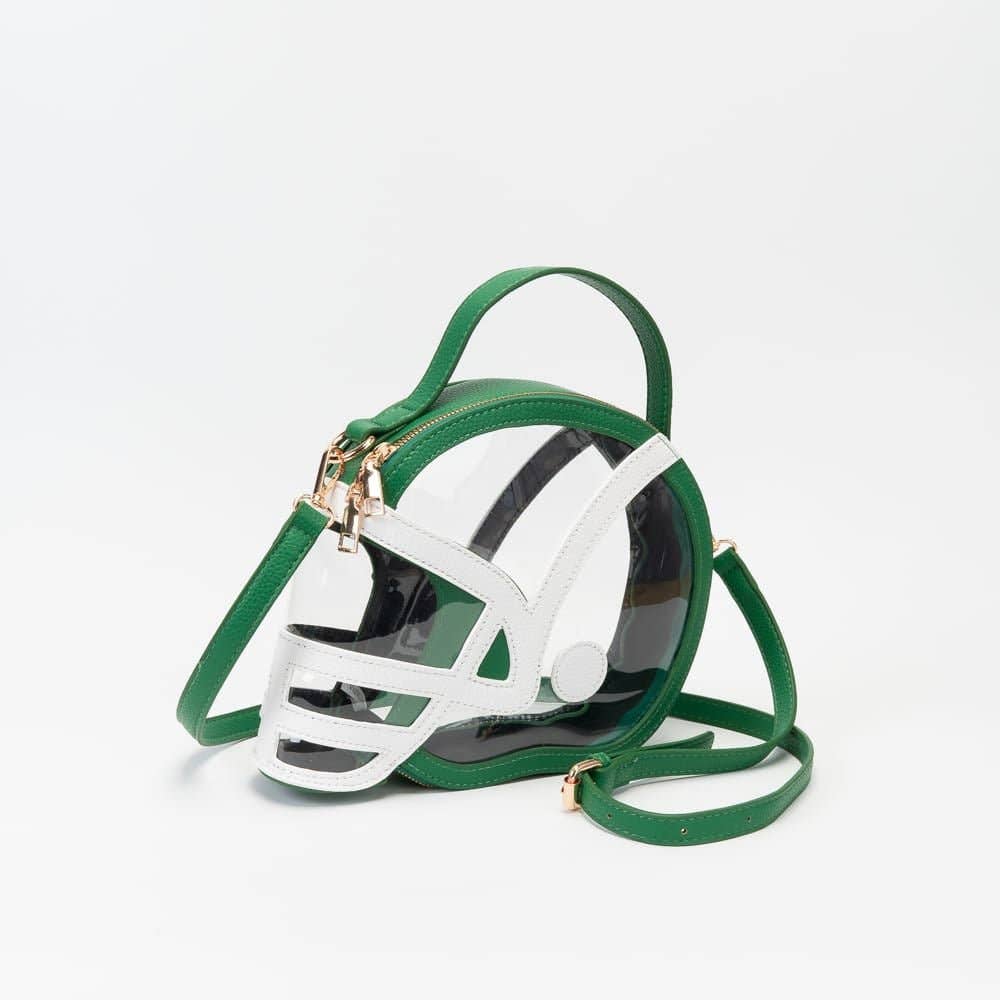 TG10902 Clear Gameday Football Helmet Satchel/Crossbody Bag: Burgundy