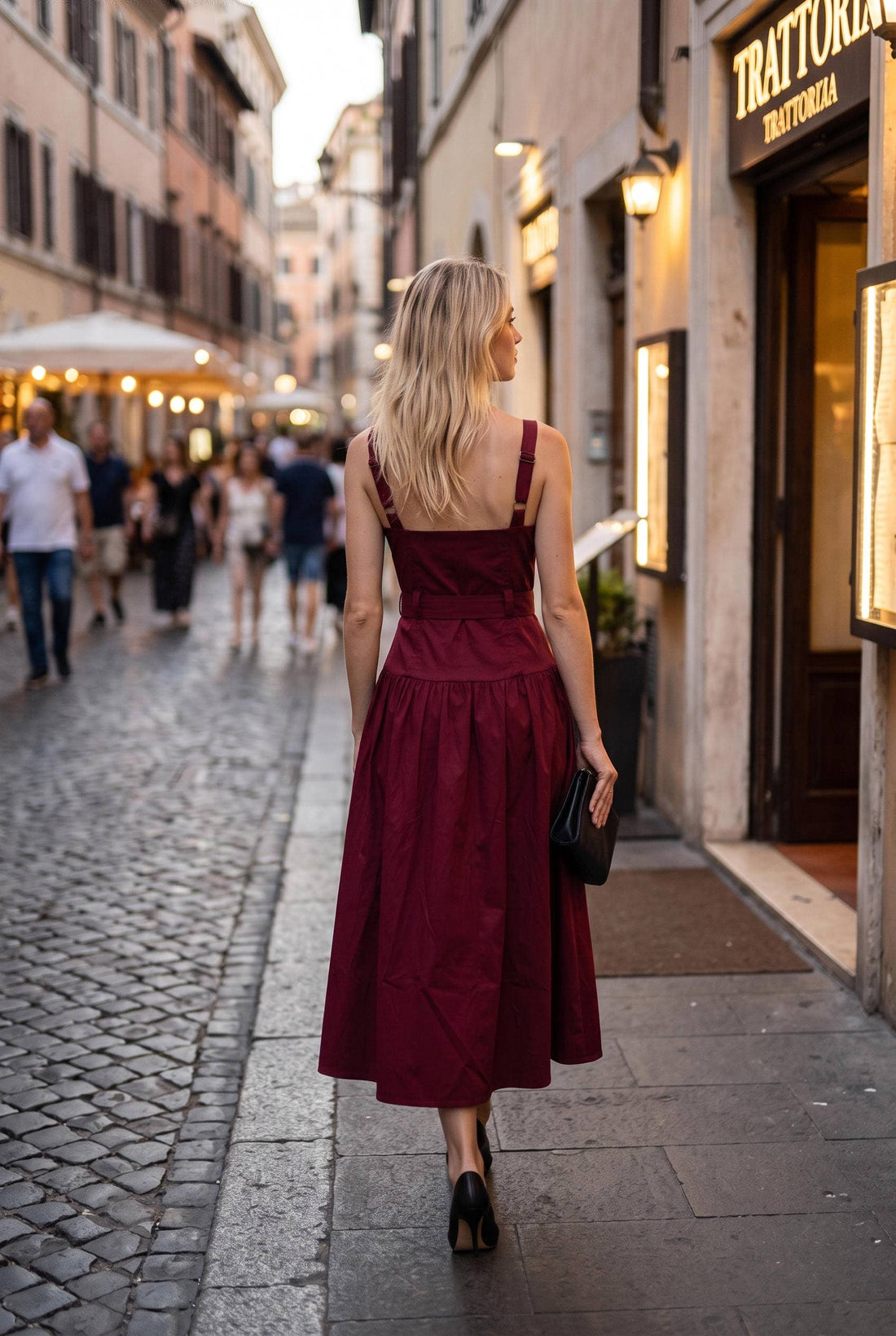Belted Zip Front Midi Dress: RED MAHOGANY / L