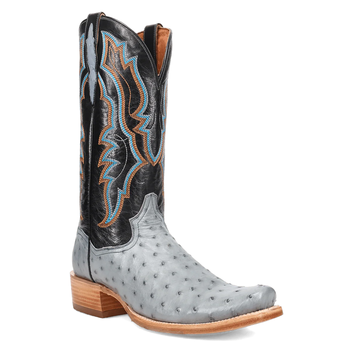 Dan Post® Brady Full Quill Ostrich Boot – DP5191 (Tan Ostrich / Navy Shaft)