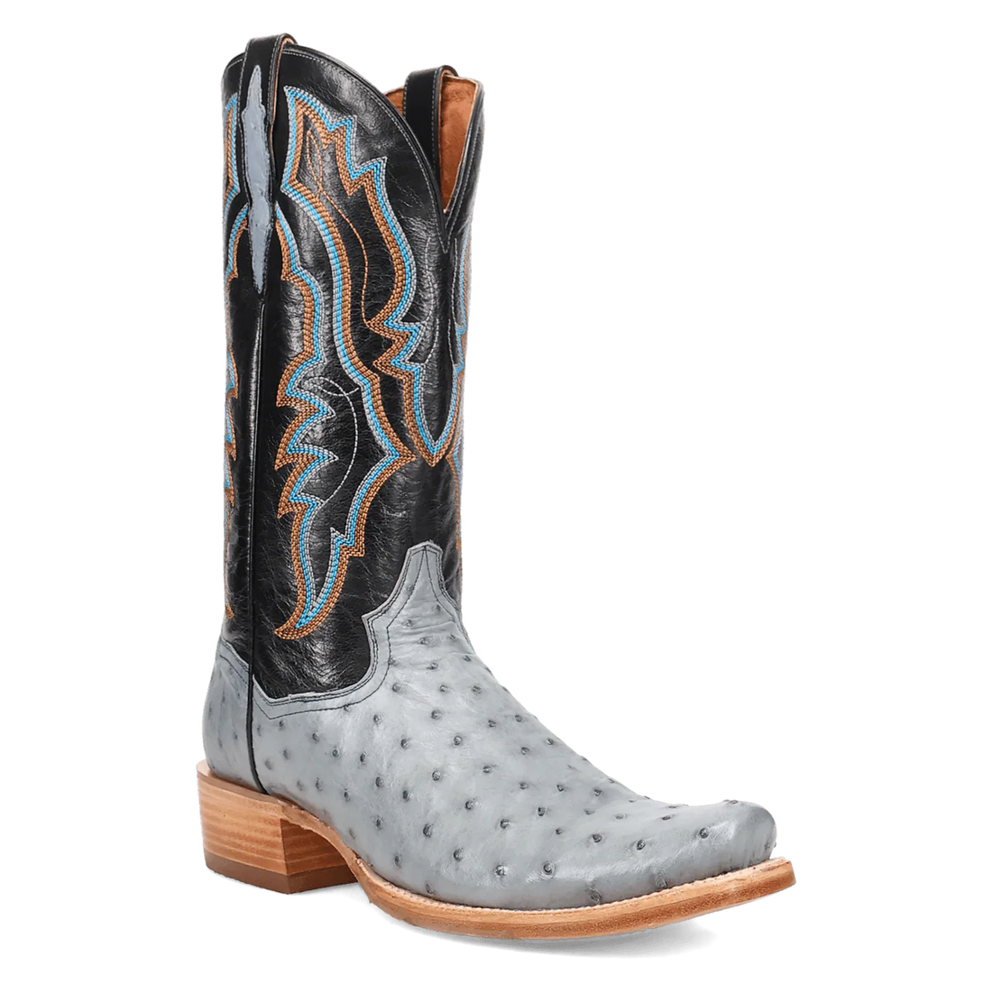 Dan Post® Brady Full Quill Ostrich Boot – DP5191 (Tan Ostrich / Navy Shaft)