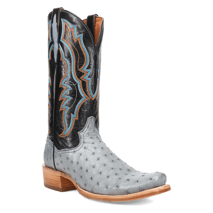 Dan Post® Brady Full Quill Ostrich Boot – DP5191 (Tan Ostrich / Navy Shaft)