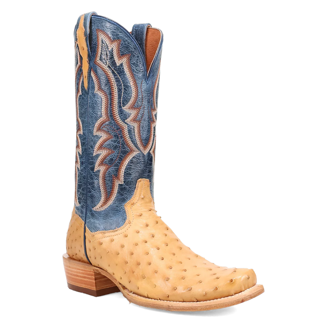 Dan Post® Men’s Brady Full Quill Ostrich Western Boots – Tan & Blue (DP5191)