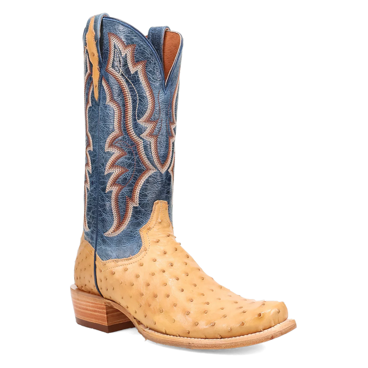 Dan Post® Men’s Brady Full Quill Ostrich Western Boots – Tan & Blue (DP5191)