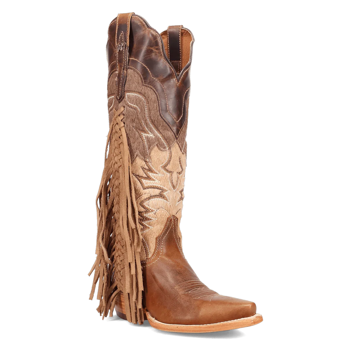 Dan Post® Dayla Western Fringe Cowgirl Boot – DP7059 (Tan, Hair-On Cowhide)