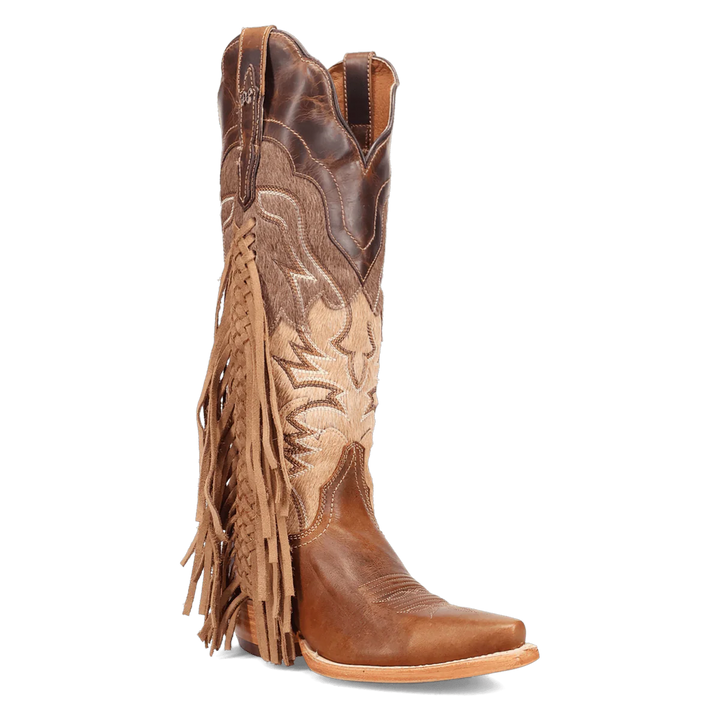 Dan Post® Dayla Western Fringe Cowgirl Boot – DP7059 (Tan, Hair-On Cowhide)