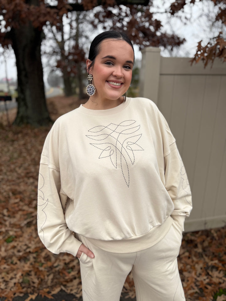 X Lainey Wilson Cowboy Sweatshirt - Cream - 112375627