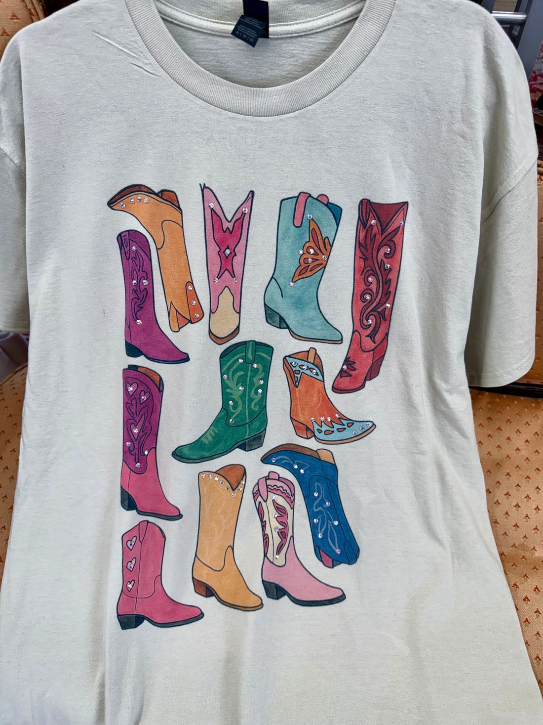 COWBOY BOOT TEE WITH BLING