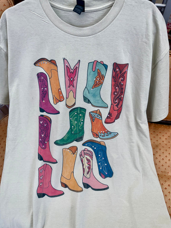 COWBOY BOOT TEE WITH BLING