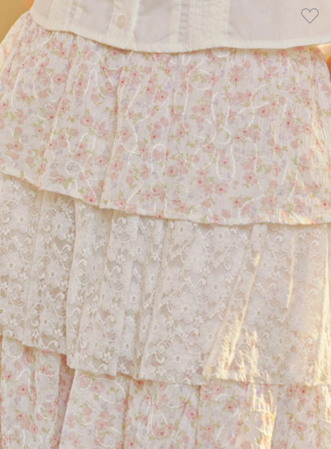 SOFT PETAL LACE MIDI SKIRT
