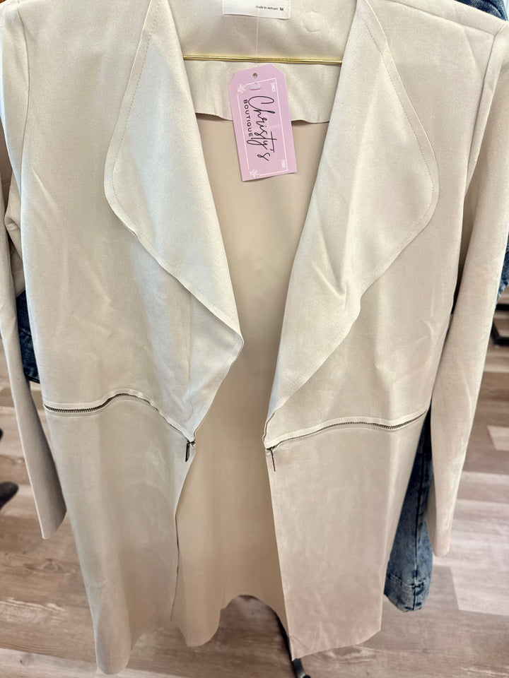 LONG SLEEVE FAUX SUEDE JACKET
