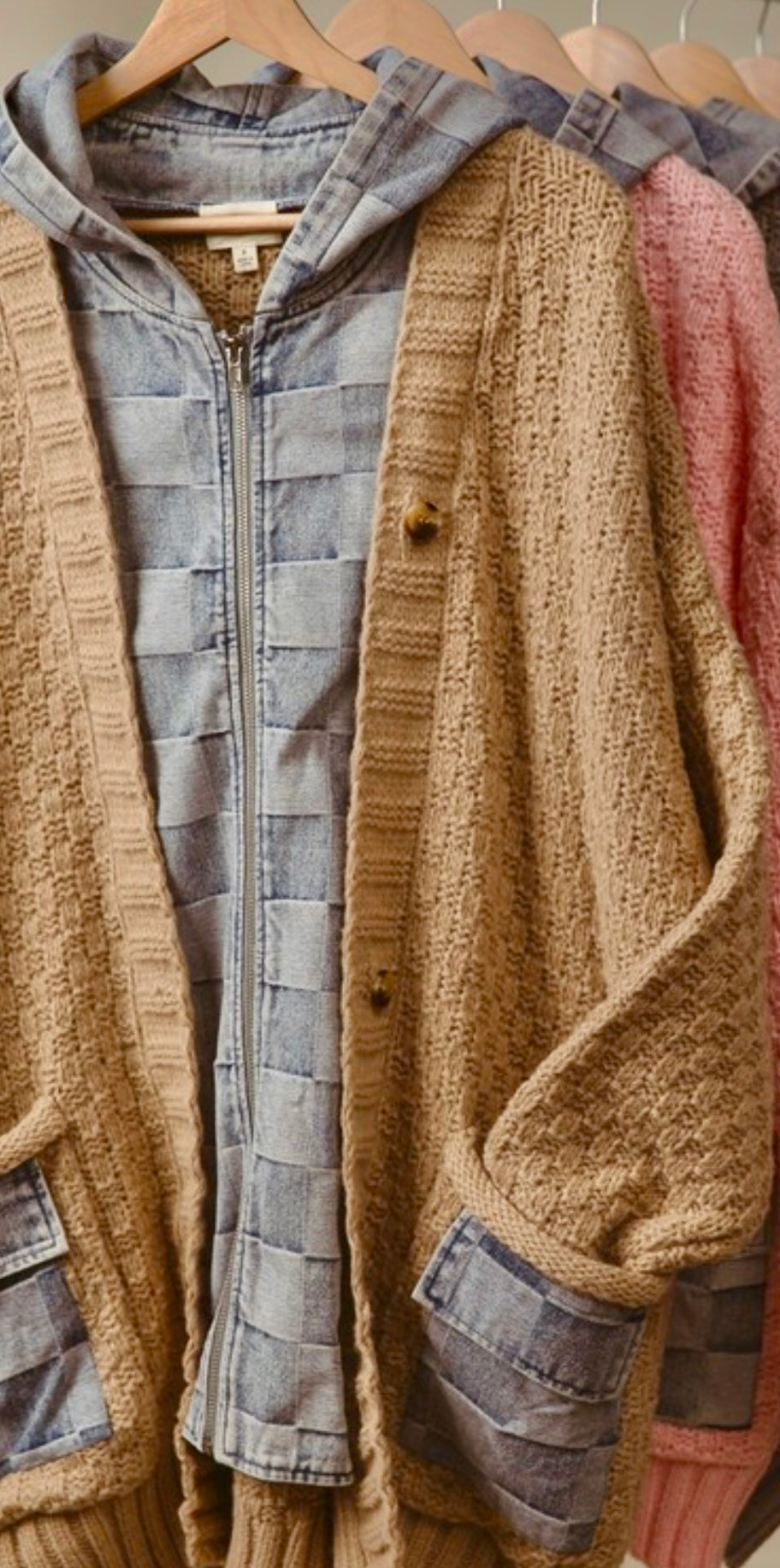 DENIM ZIP UP SWEATER CARDIGAN