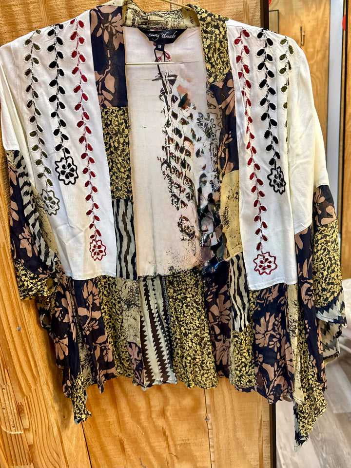 PEARL OVERLAY WITH STITCHED FLOWERS