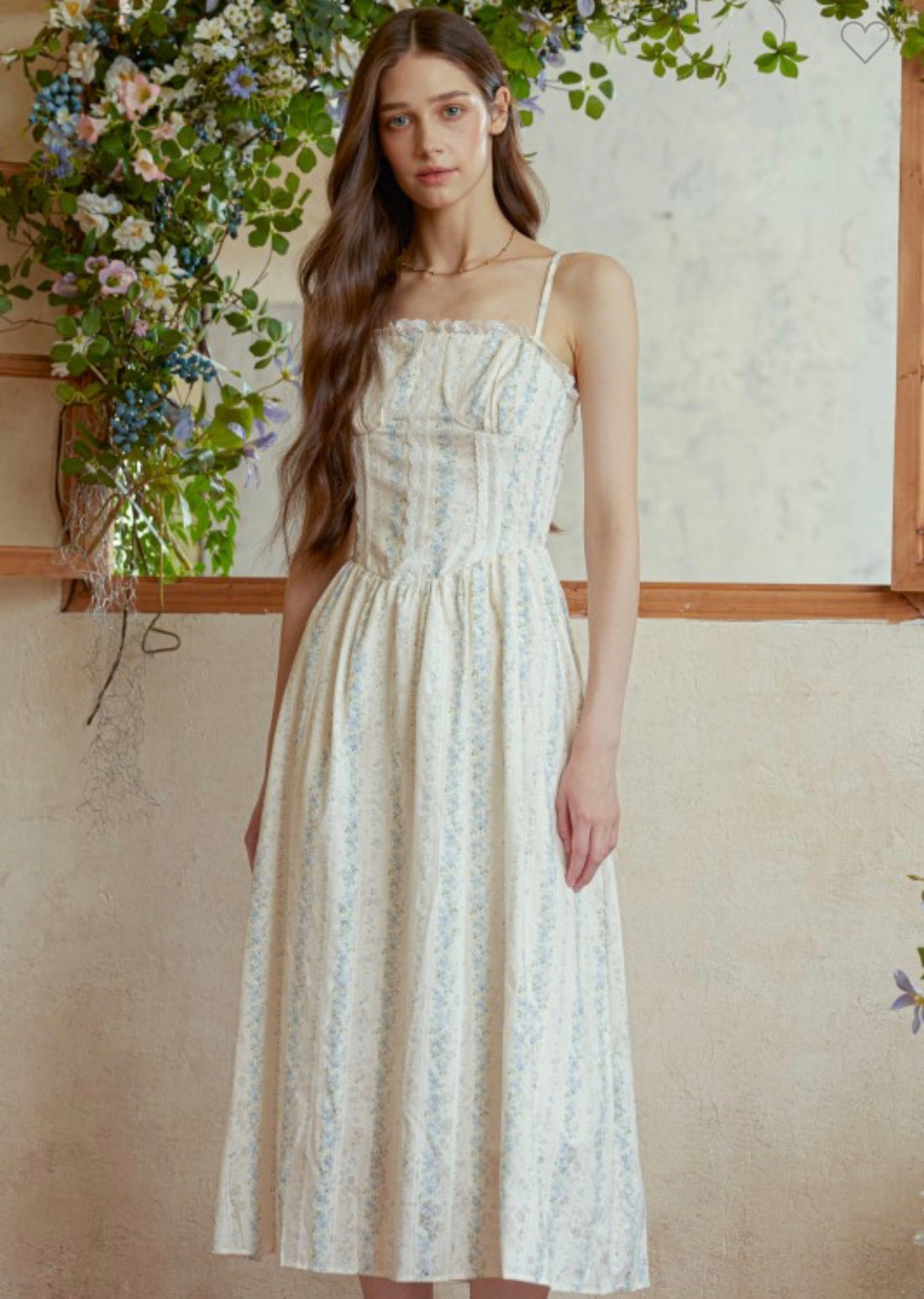 BLUE FRENCH LACE STRIPE DRESS