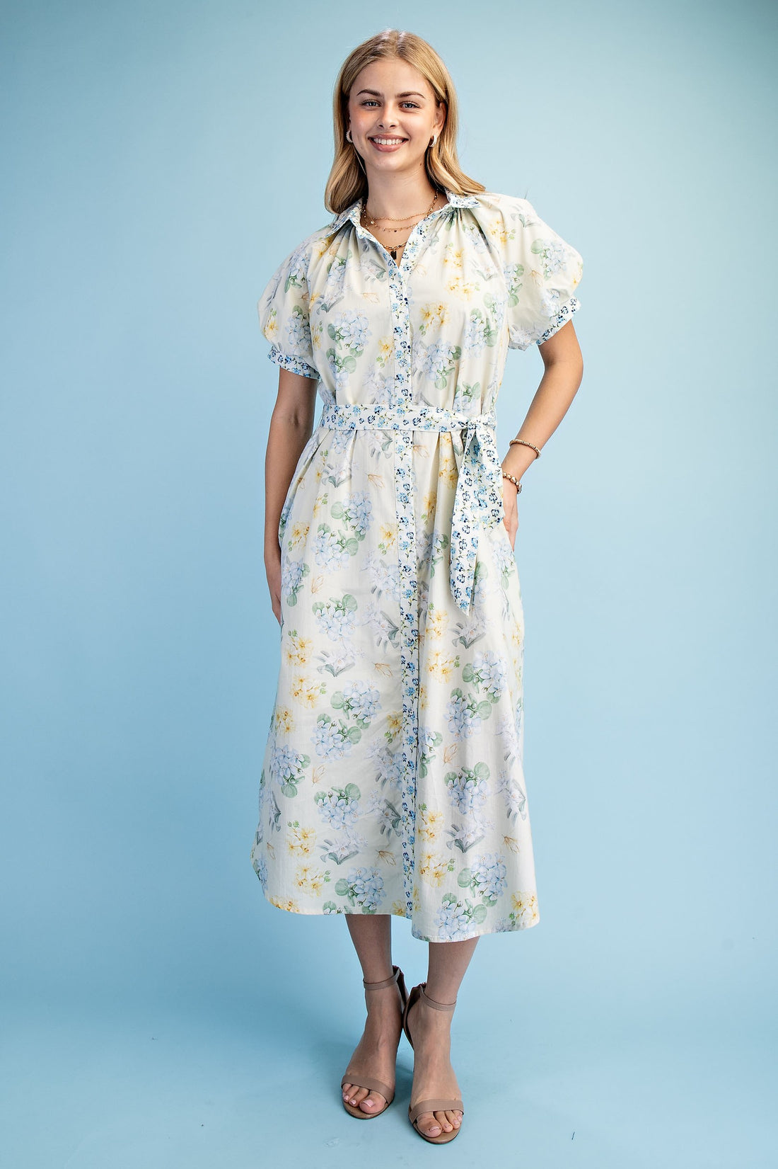 SKY BLUE BALLOON GATHERED SLEEVES