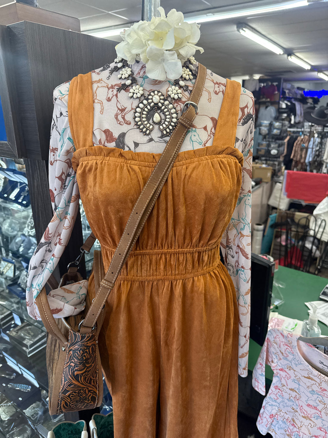 BEIGE HORSE PRINTED MESH TOP