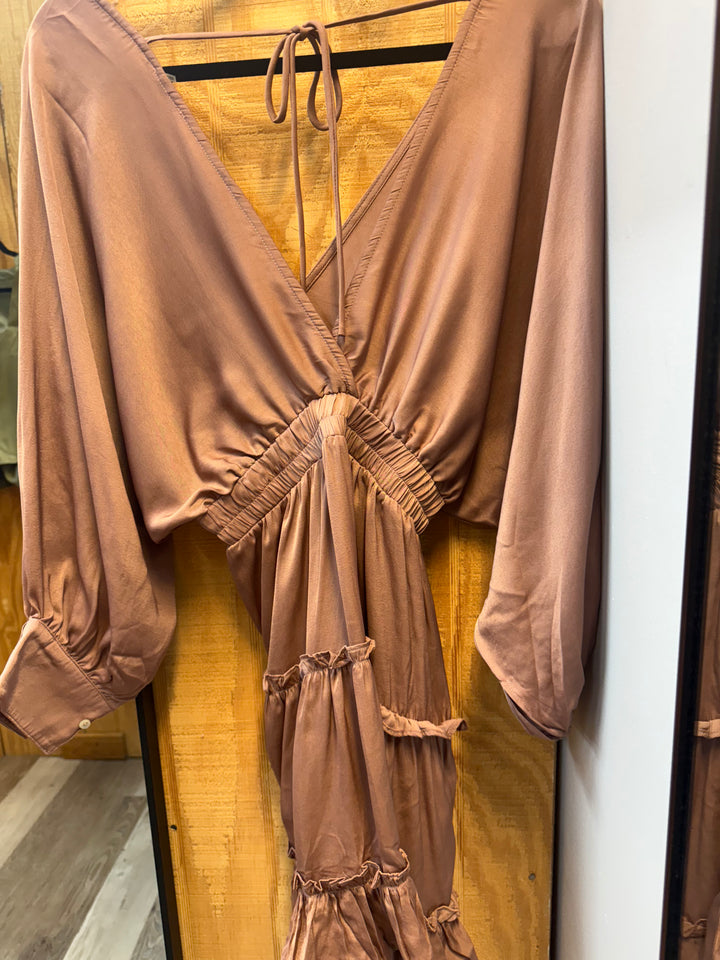 LADIES ROSE SATIN DRESS