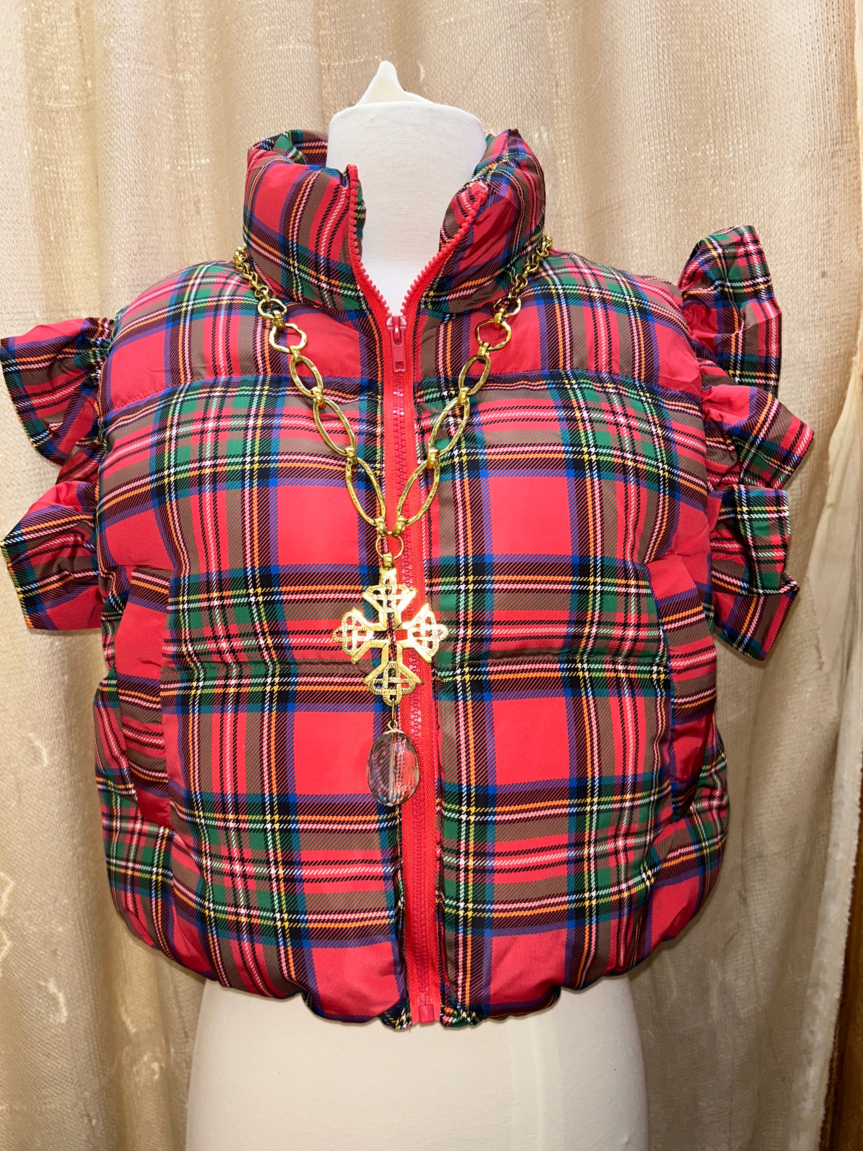Holiday Plaid Puffer Vest