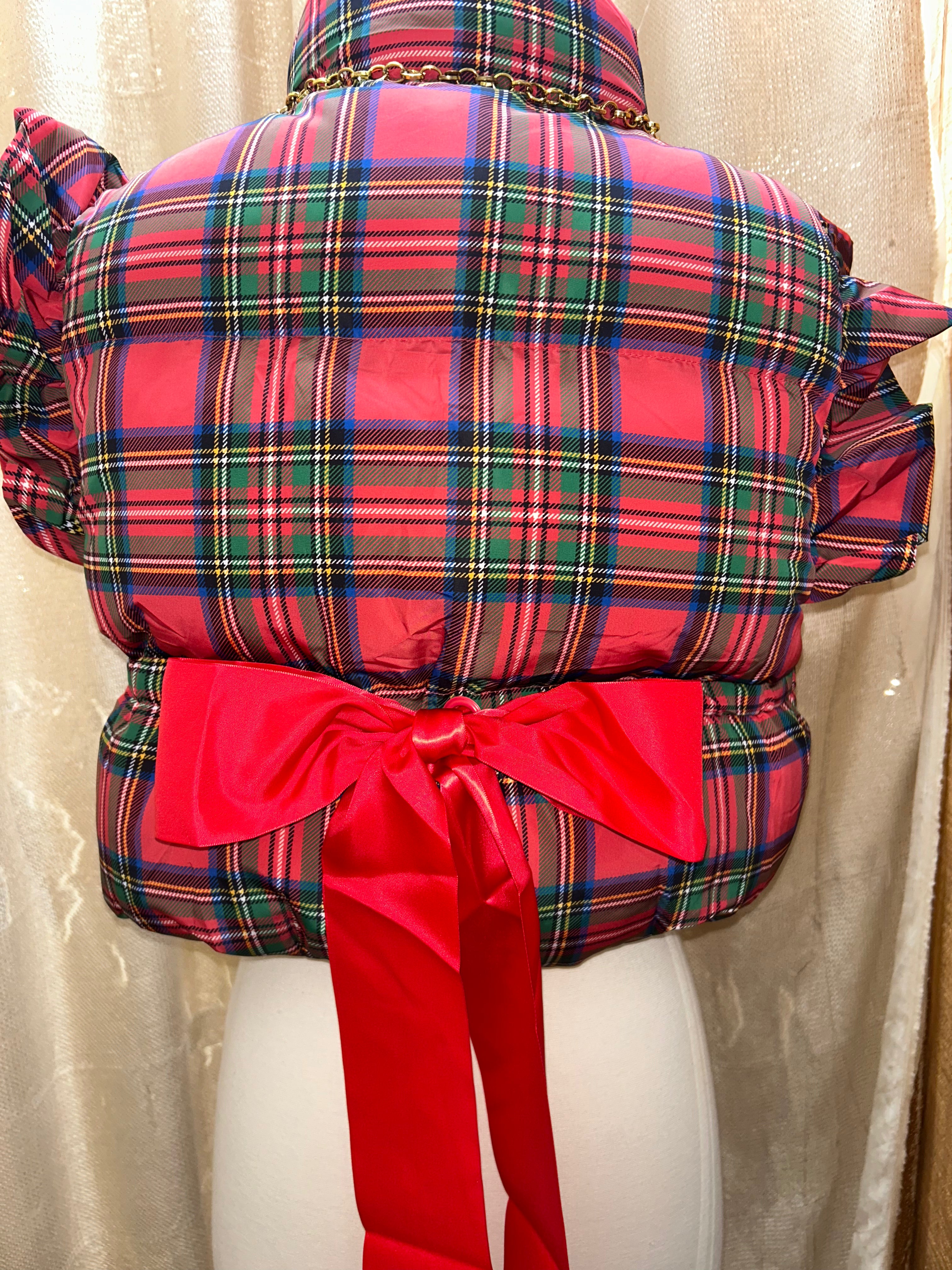 Holiday Plaid Puffer Vest