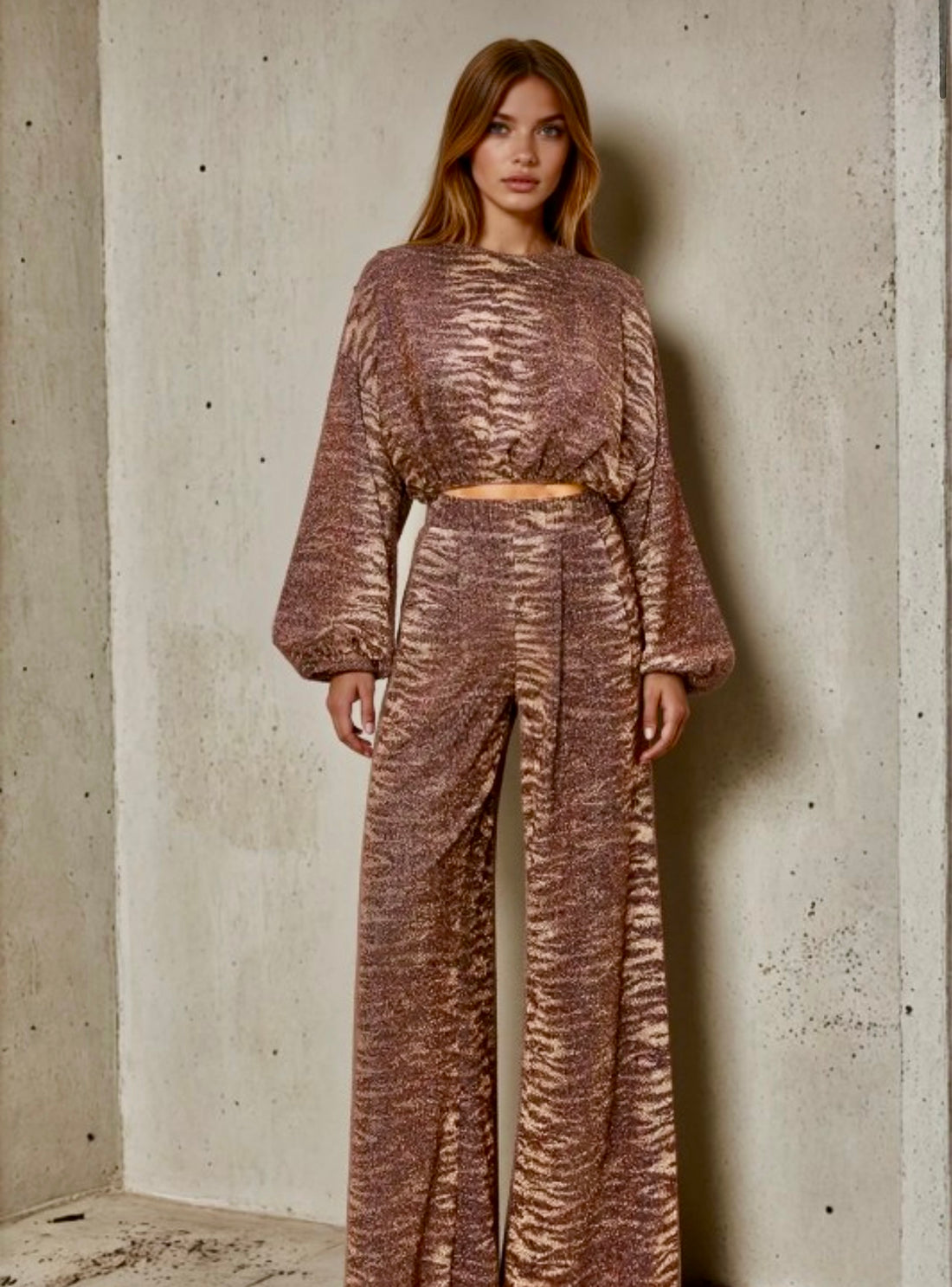 PRINTED BRONZE METALLIC TOP