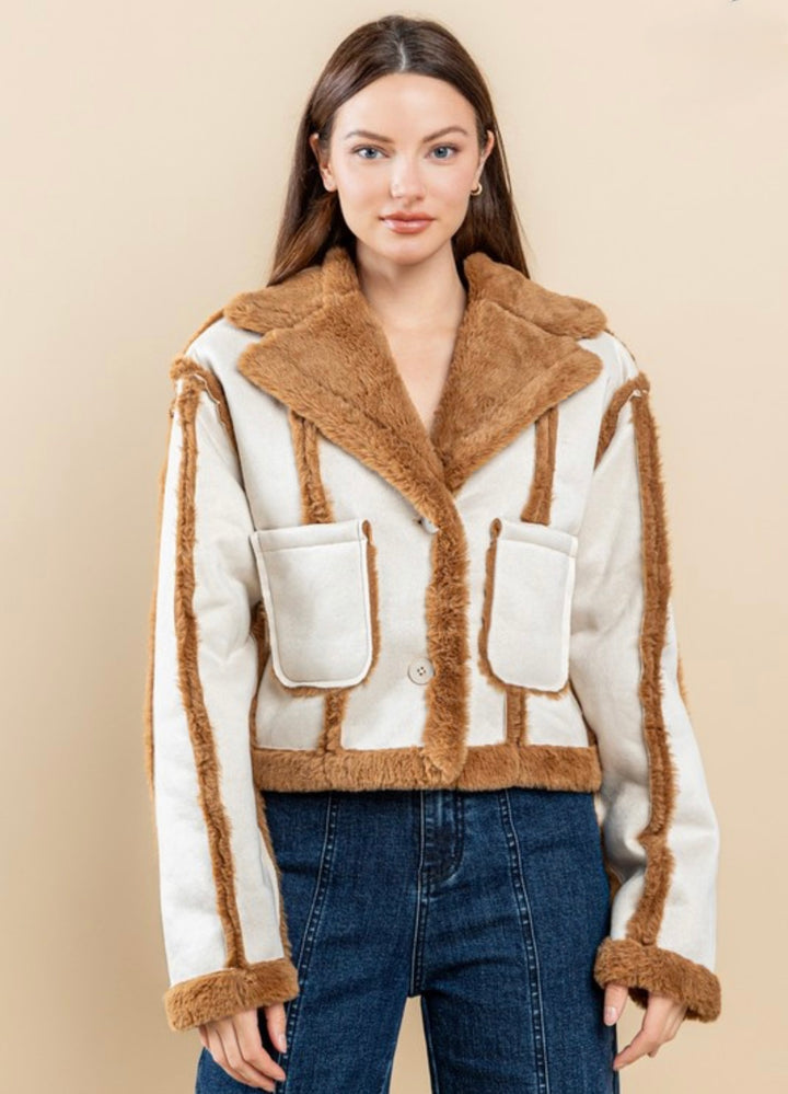 FAUX FUR CREAM JACKET