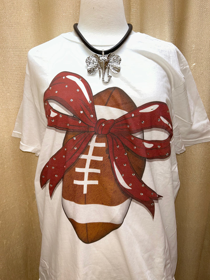 Football Rhinestone Bow Shirt