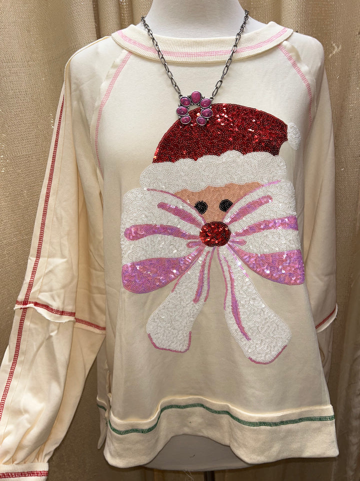 Santa & Bow Sequin Sweatshirt
