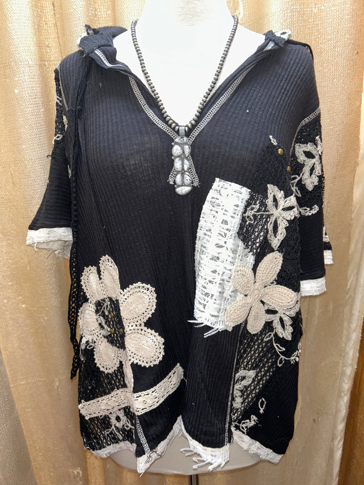 Black Flower Hoodie Shirt – YKT1395