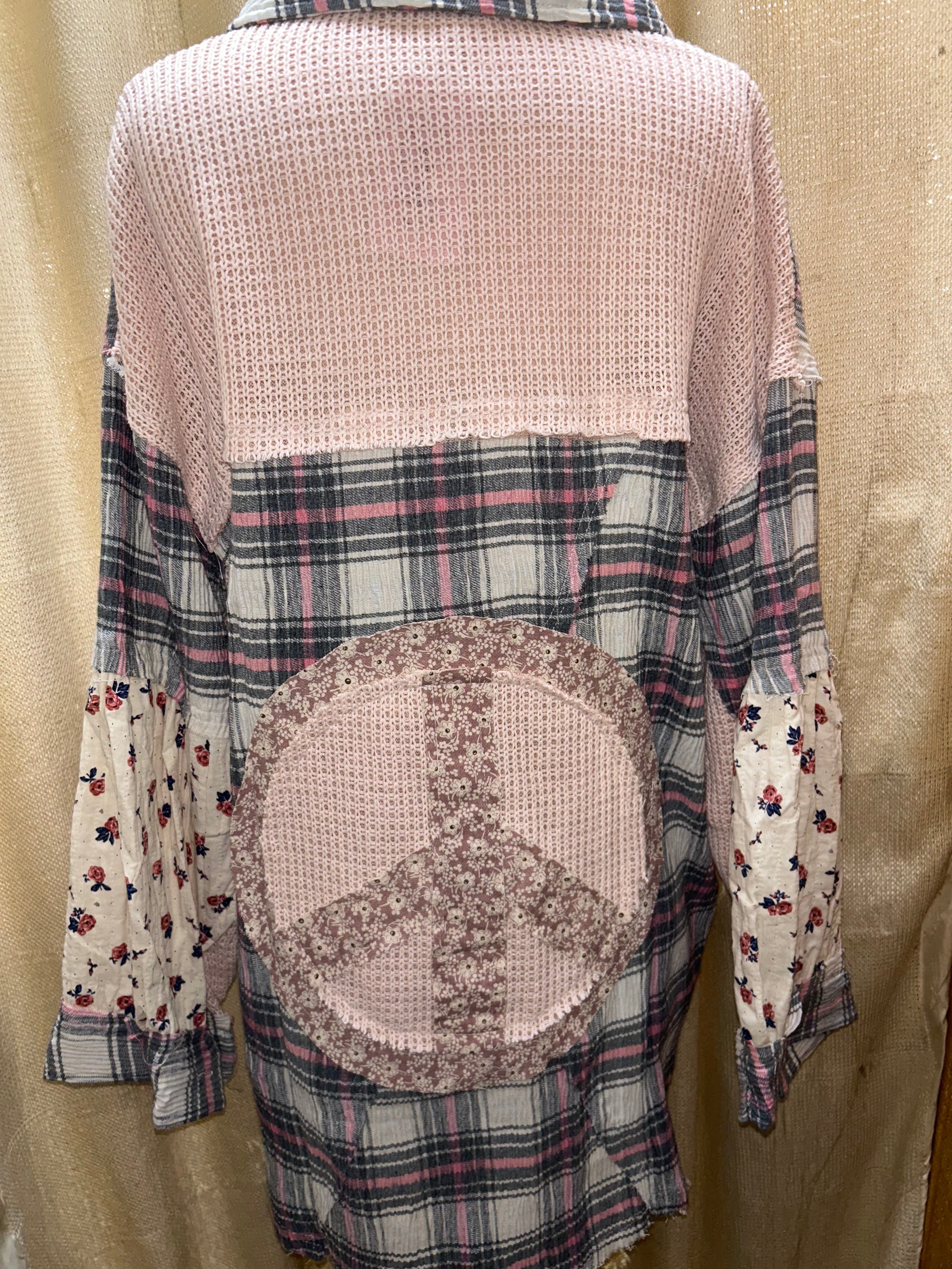 Pink Flannel Peace Sign – UWT220B