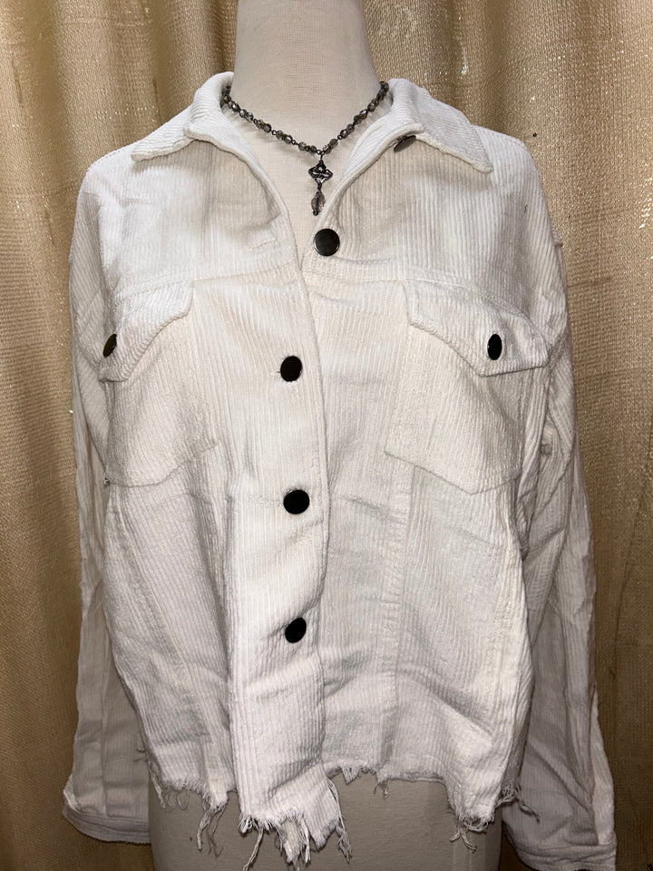 White Crop Denim Jacket – JFT399