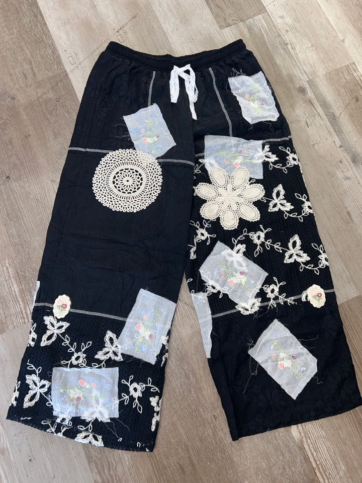 Black Patchwork Pants – YKP185