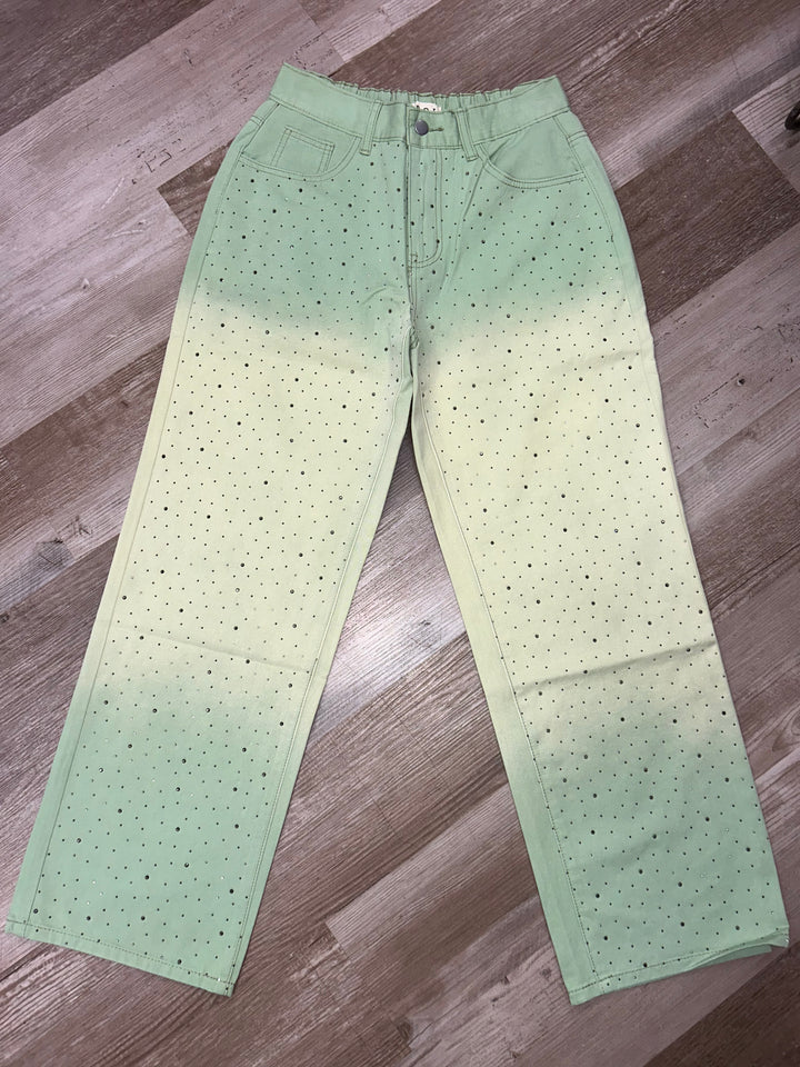 Lime Rhinestone Jeans – FWP142