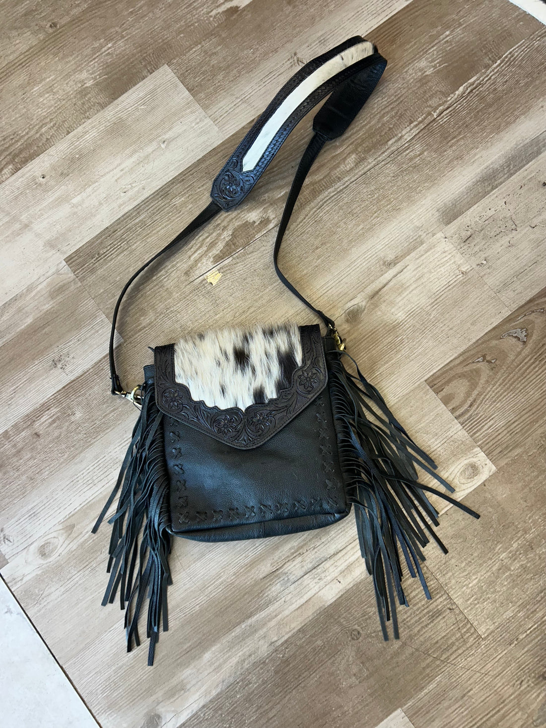 122D Brown Cowhide Leather Crossbody