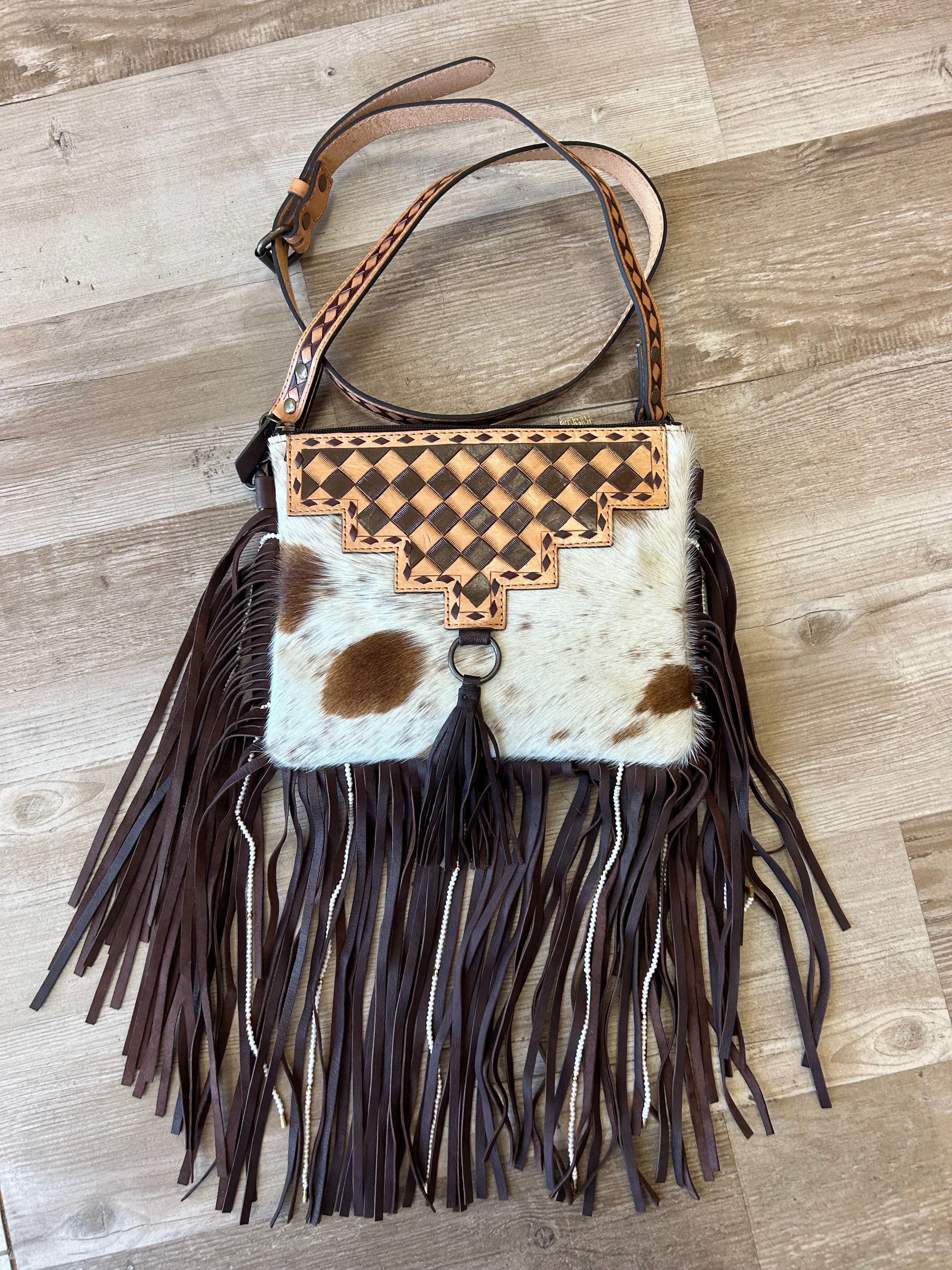 122D Brown Cowhide Leather Crossbody