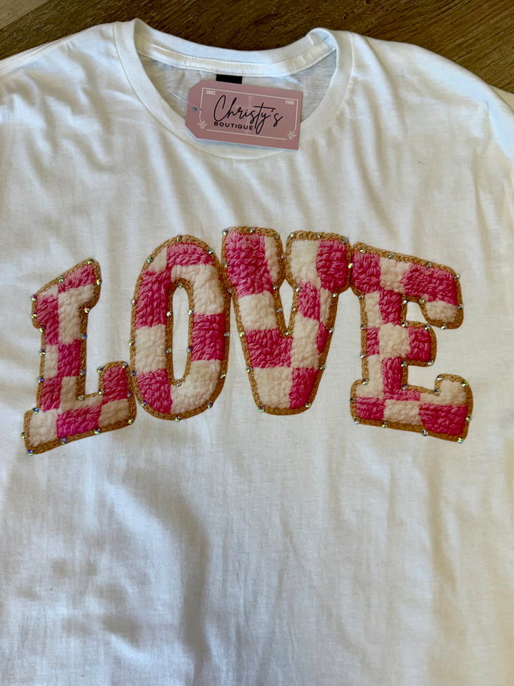 Ladies Rhinestone-Adorned Valentine’s Short Sleeve T-Shirt