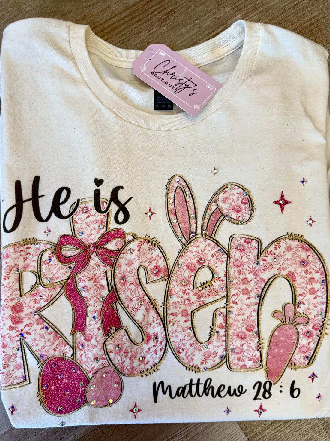 Ladies Rhinestone-Adorned Valentine’s Short Sleeve T-Shirt