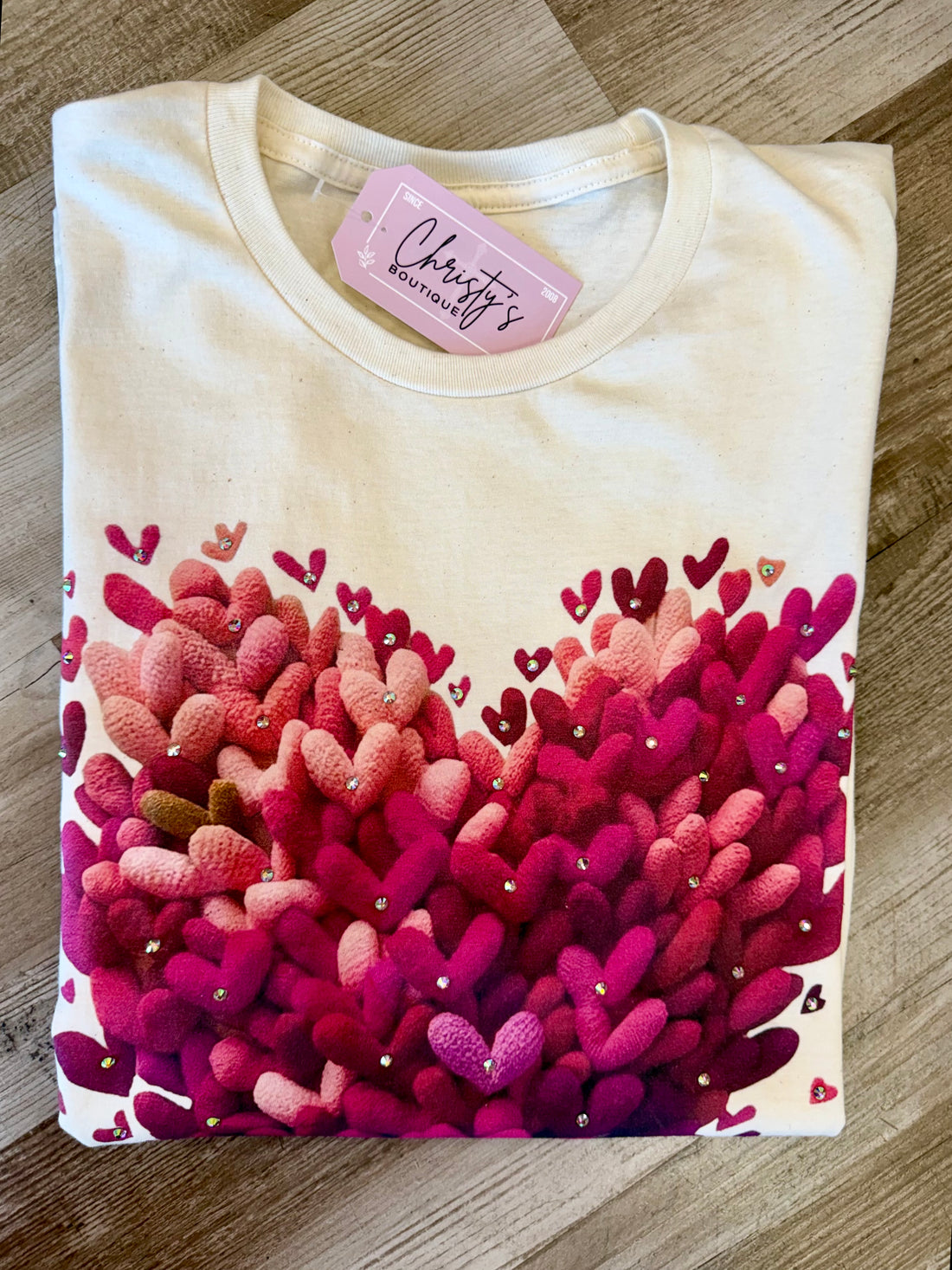 Ladies Rhinestone-Adorned Valentine’s Short Sleeve T-Shirt