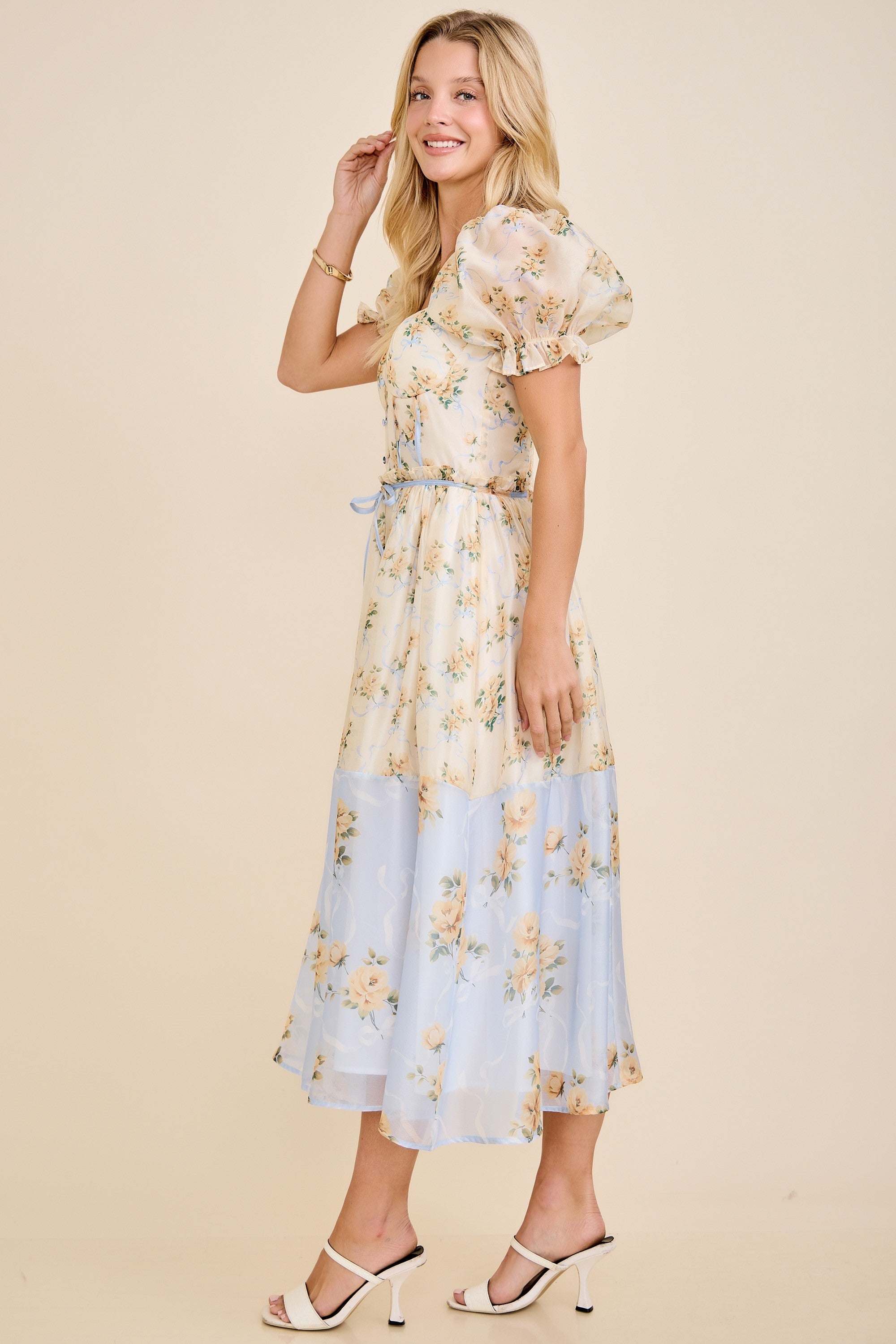 COLORBLOCK FLORAL BLUE/YELLOW
