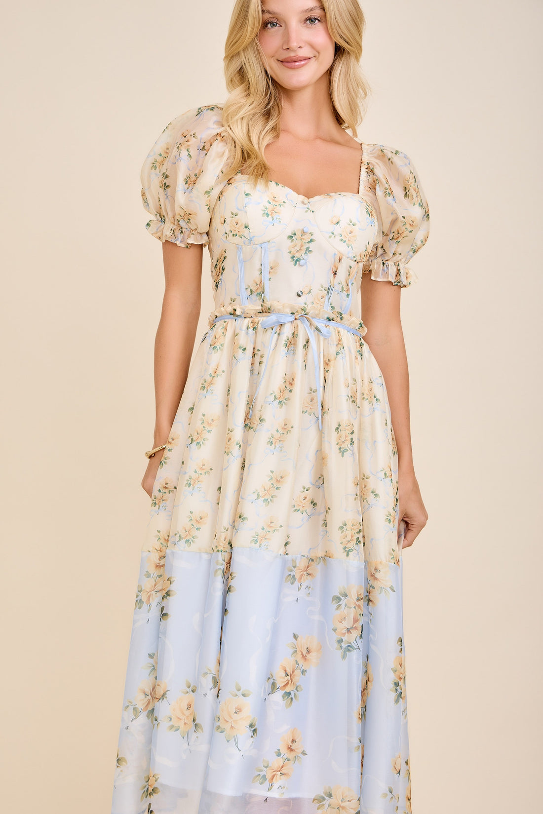 COLORBLOCK FLORAL BLUE/YELLOW