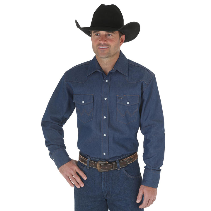 Wrangler® Cowboy Cut Work Shirt – Blue Denim (MS70119)
