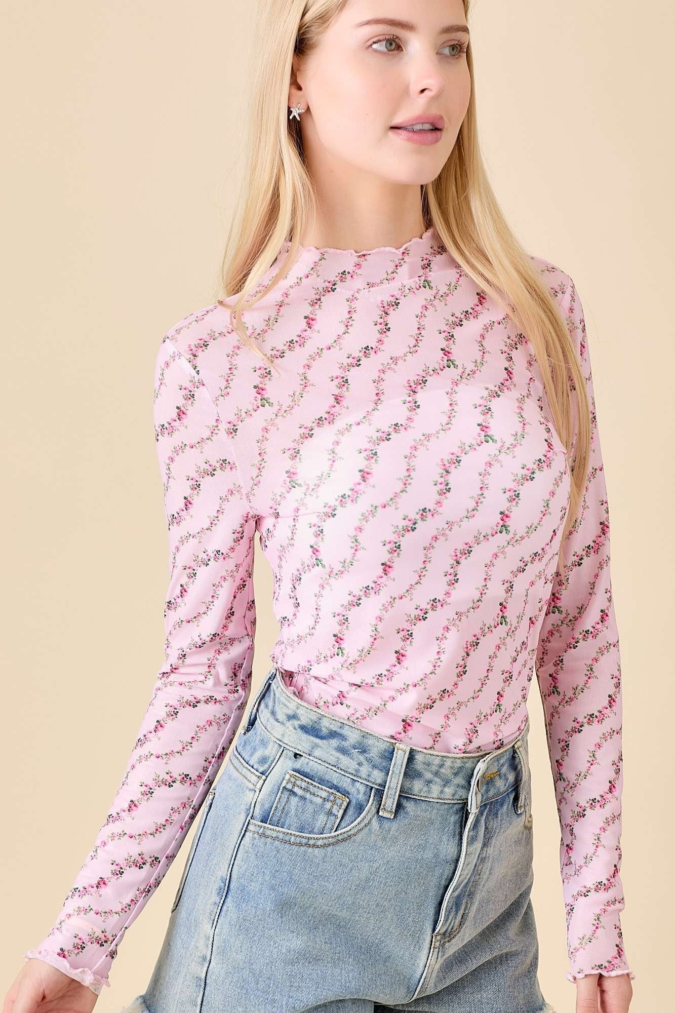 ct34317 FLORAL MESH TOP