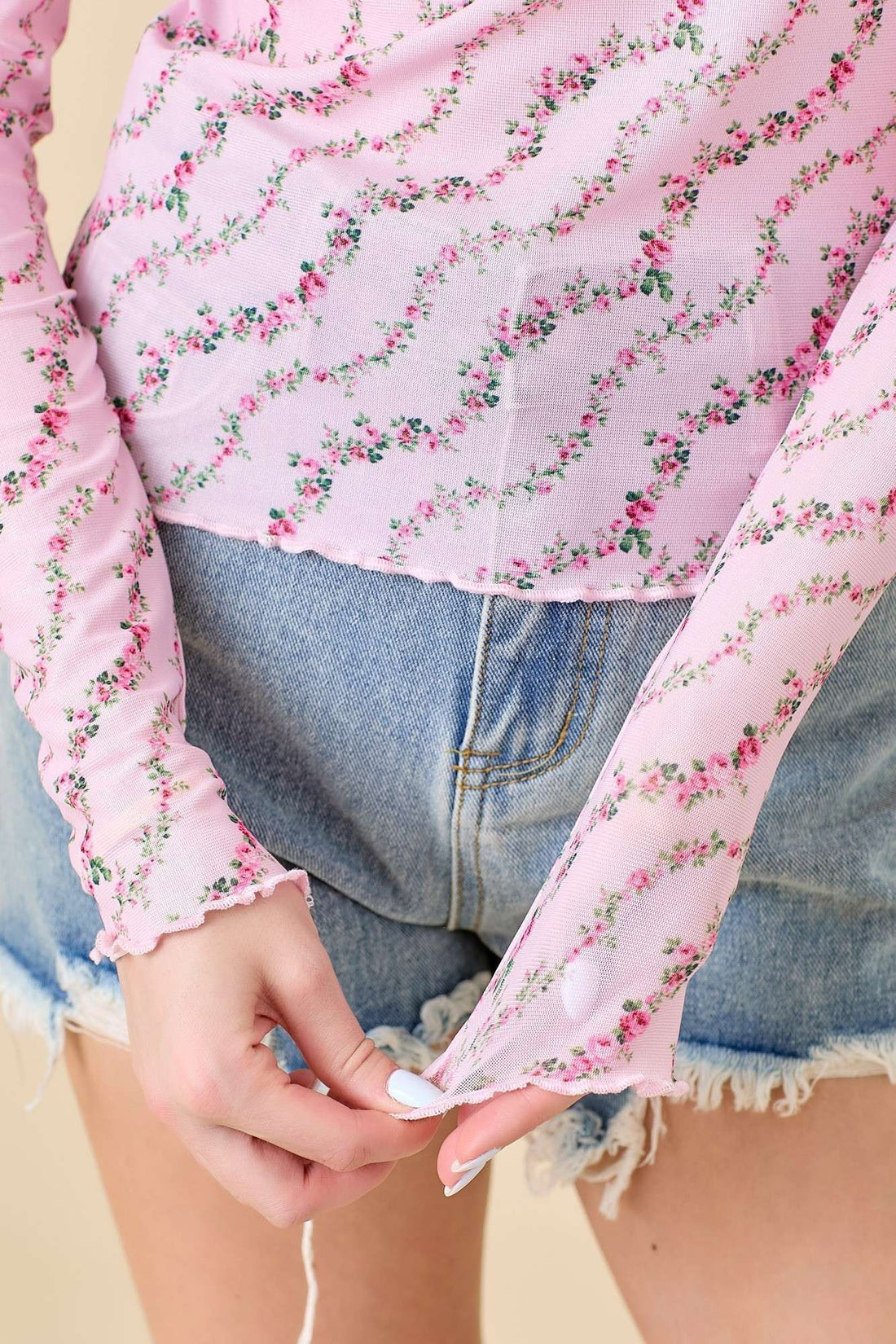 ct34317 FLORAL MESH TOP