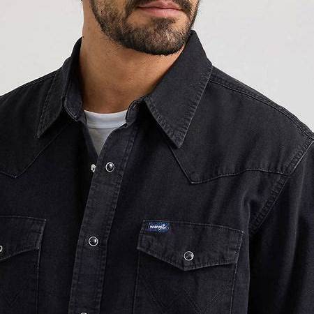 Wrangler® Classic Denim Western Snap Shirt – Black Denim (Style 112361702)