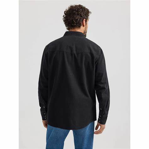 Wrangler® Classic Denim Western Snap Shirt – Black Denim (Style 112361702)