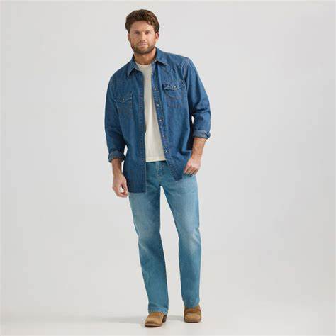 Wrangler® Classic Denim Western Snap Shirt – Mid Wash (112361701)