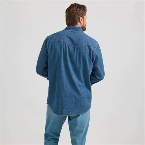 Wrangler® Classic Denim Western Snap Shirt – Mid Wash (112361701)